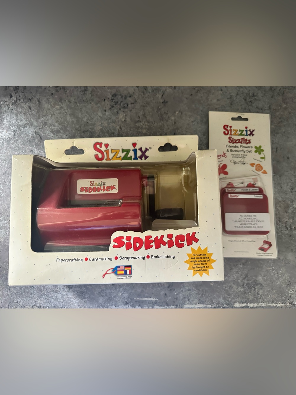 Sizzix Sidekick Die Cutting Machine in red with companion die set